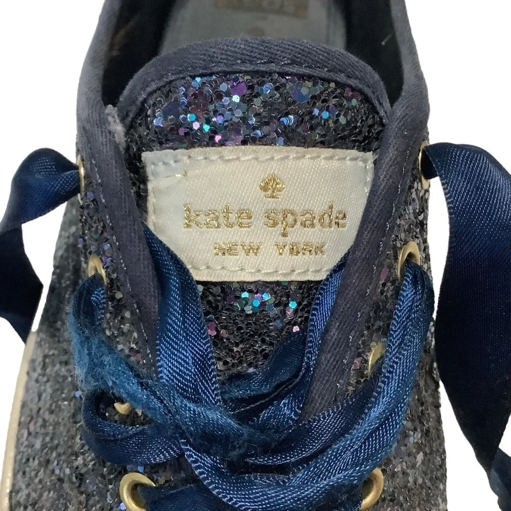 KEDS X KATE SPADE Navy Blue Glitter Champion Sneakers Size 9